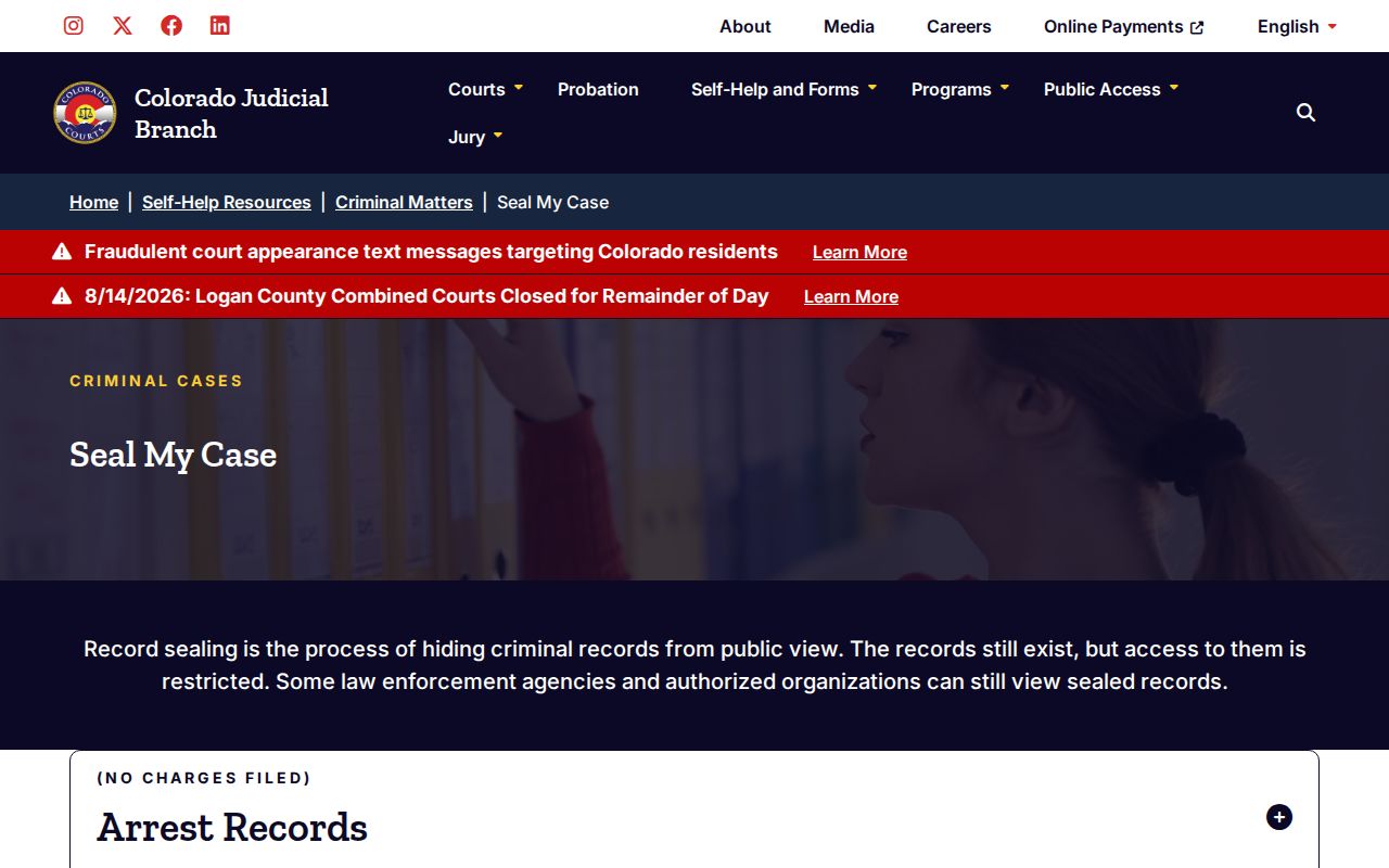 Ouray County arrest record sealing and mugshot law forms